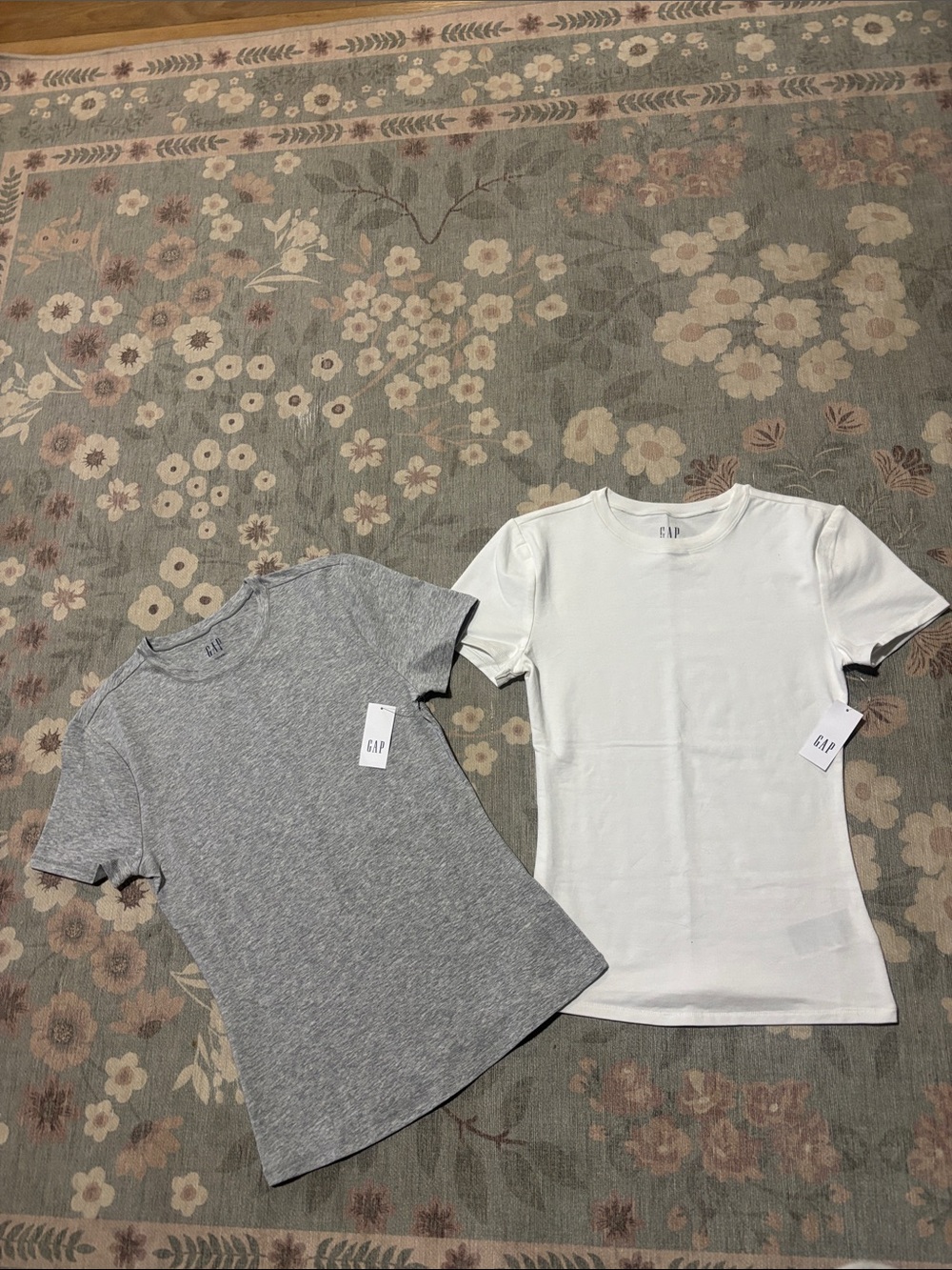 GAP Short-Sleeve Crew Tees - White & Heather Gray